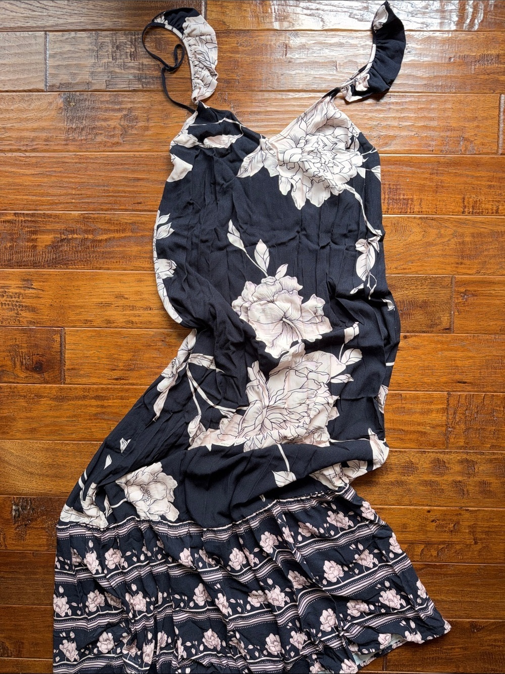 Maaji Anthropologie Floral Bloom Flutter-Sleeve Dress Maxi, Small